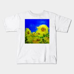 Sunflowers under the blue sky Kids T-Shirt